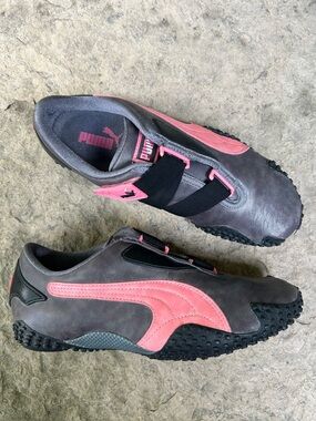 Vintage Y2K Puma Mostro Grey Pink Leather Sneakers - Women's size 8-Deadstock